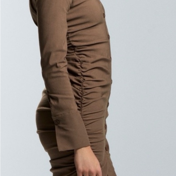 Zara Brown Buttoned Long Sleeve Dress - Picture 3 of 12